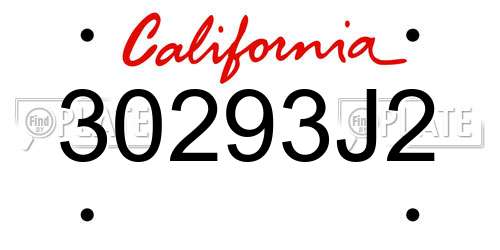 30293J2 California License Plate