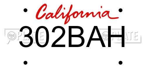 302BAH California License Plate