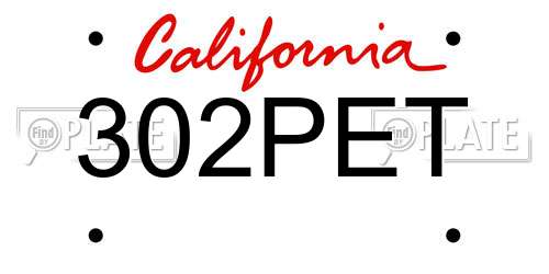 302PET California License Plate