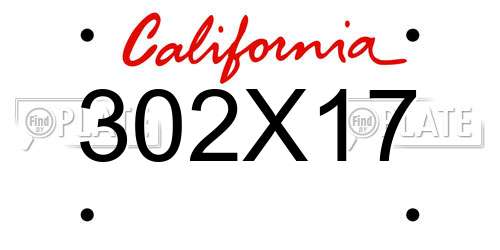 302X17 California License Plate
