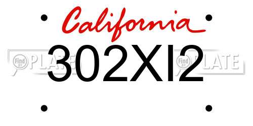 302XI2 California License Plate