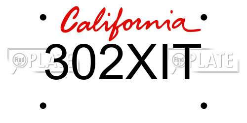 302XIT California License Plate