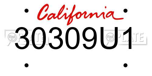 30309U1 California License Plate