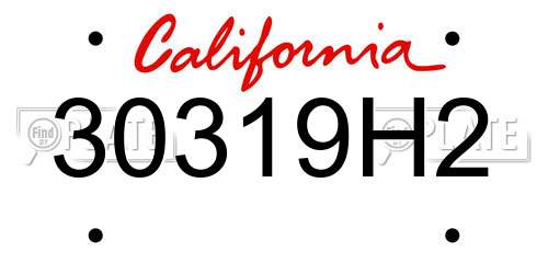 30319H2 California License Plate