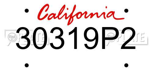 30319P2 California License Plate