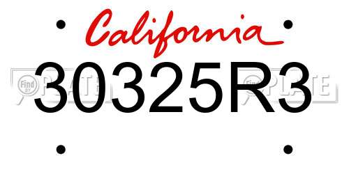 30325R3 California License Plate