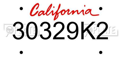 30329K2 California License Plate