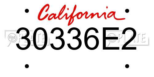 30336E2 California License Plate