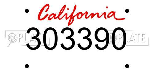 303390 California License Plate