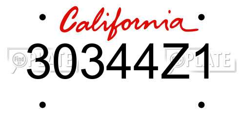 30344Z1 California License Plate