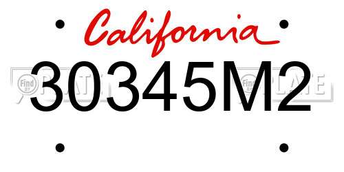 30345M2 California License Plate