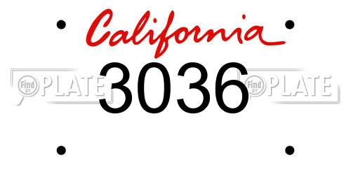 3036 California License Plate