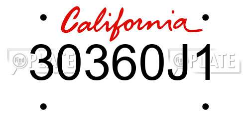 30360J1 California License Plate