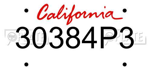 30384P3 California License Plate