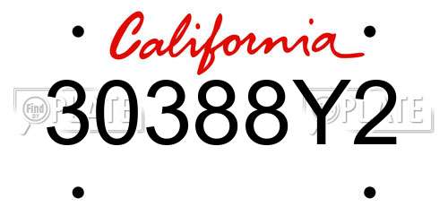30388Y2 California License Plate