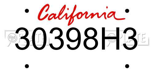 30398H3 California License Plate