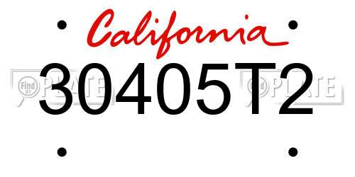 30405T2 California License Plate