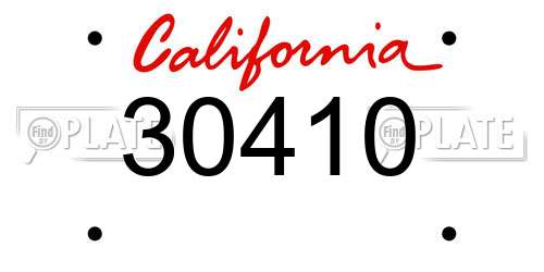 30410 California License Plate