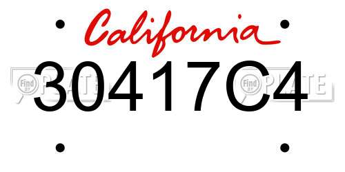30417C4 California License Plate