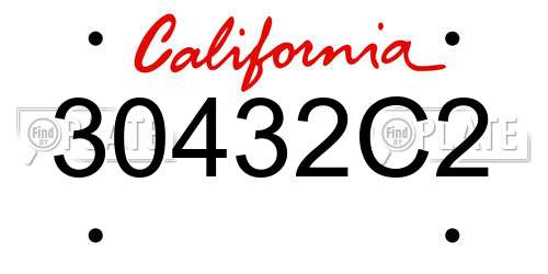 30432C2 California License Plate