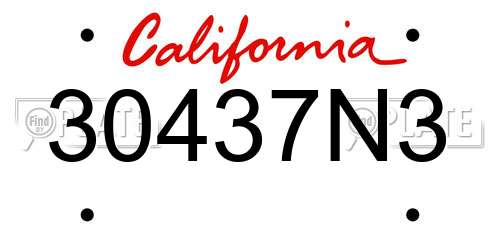 30437N3 California License Plate
