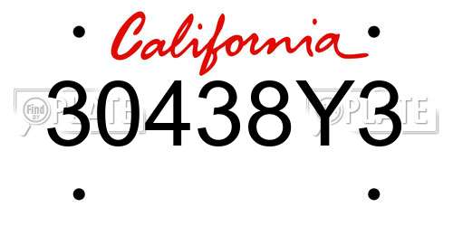 30438Y3 California License Plate