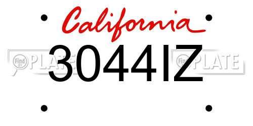 3044IZ California License Plate