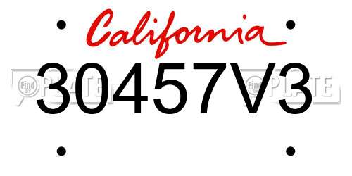 30457V3 California License Plate