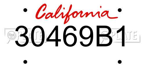 30469B1 California License Plate
