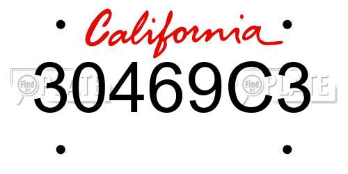 30469C3 California License Plate