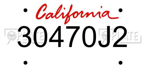 30470J2 California License Plate