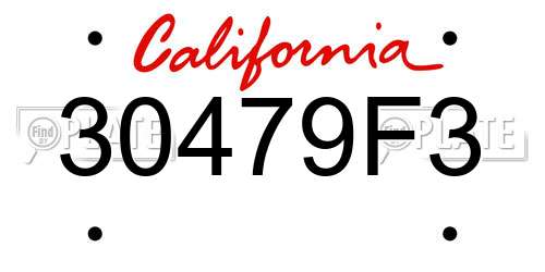 30479F3 California License Plate