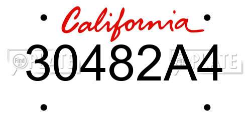 30482A4 California License Plate