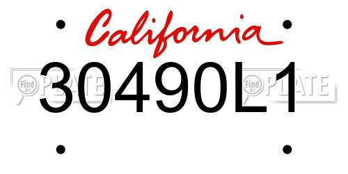 30490L1 California License Plate