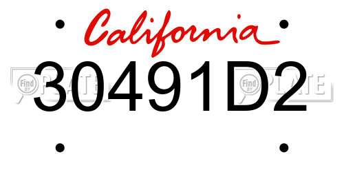 30491D2 California License Plate