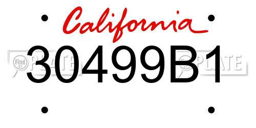 30499B1 California License Plate