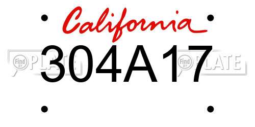 304A17 California License Plate