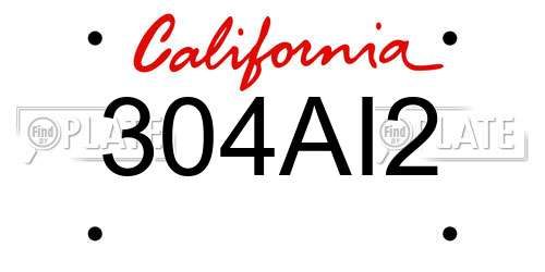 304AI2 California License Plate