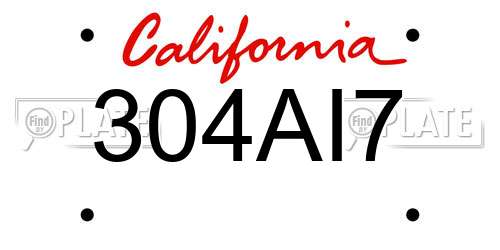 304AI7 California License Plate
