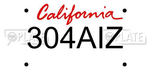 304AIZ California License Plate
