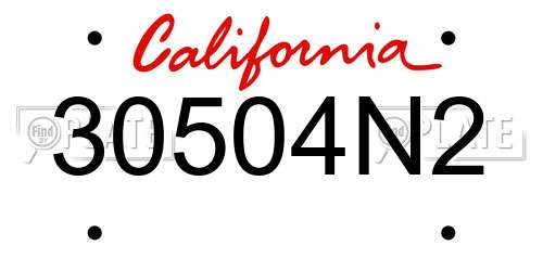 30504N2 California License Plate