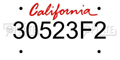 30523F2 California License Plate