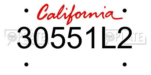 30551L2 California License Plate