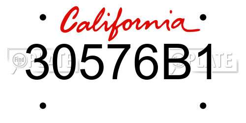 30576B1 California License Plate