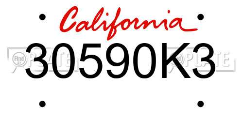 30590K3 California License Plate