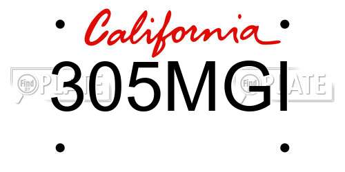 305MGI California License Plate