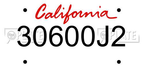 30600J2 California License Plate