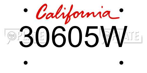 30605W California License Plate