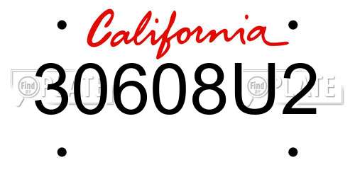 30608U2 California License Plate