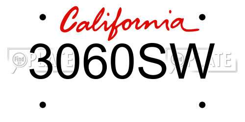 3060SW California License Plate